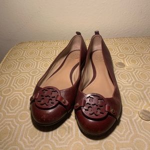 Tory Burch Burgundy Flats.